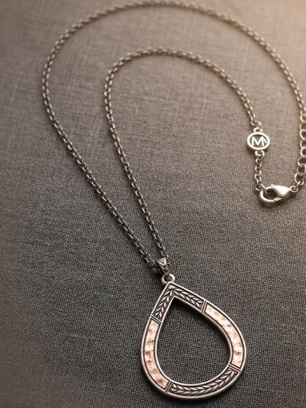 Sterling Silver Large Teardrop Pendant Necklace on Long Chain NEW